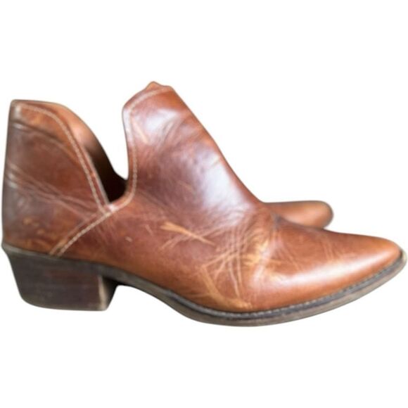 Steve Madden Austin Mid Ankle Leather Boots Size 9.5 Heel Western Cowboy Texas - Picture 1 of 7